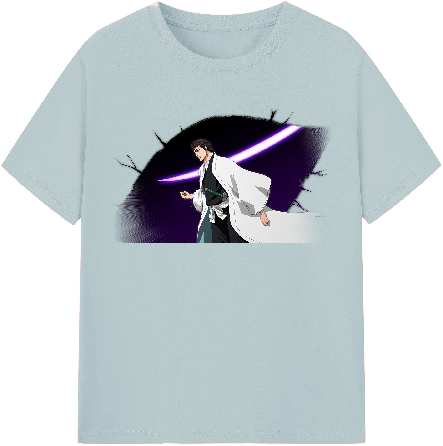 （画像用） ブリーチ 藍染 惣右介（あいぜん そうすけ） BLEACH Aizen Sousuke 綿100％半袖Tシャツ（フロントプリント）